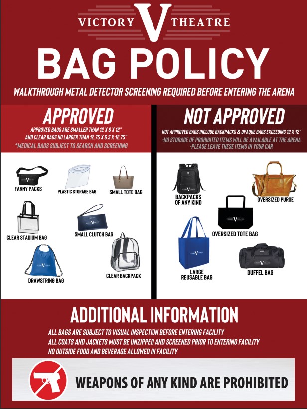 Clear bag policy Victory Theatre